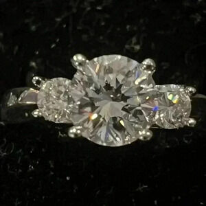 3ct Round Cut 3-Stone Signity CZ Engagement Wedding sterling silver Ring